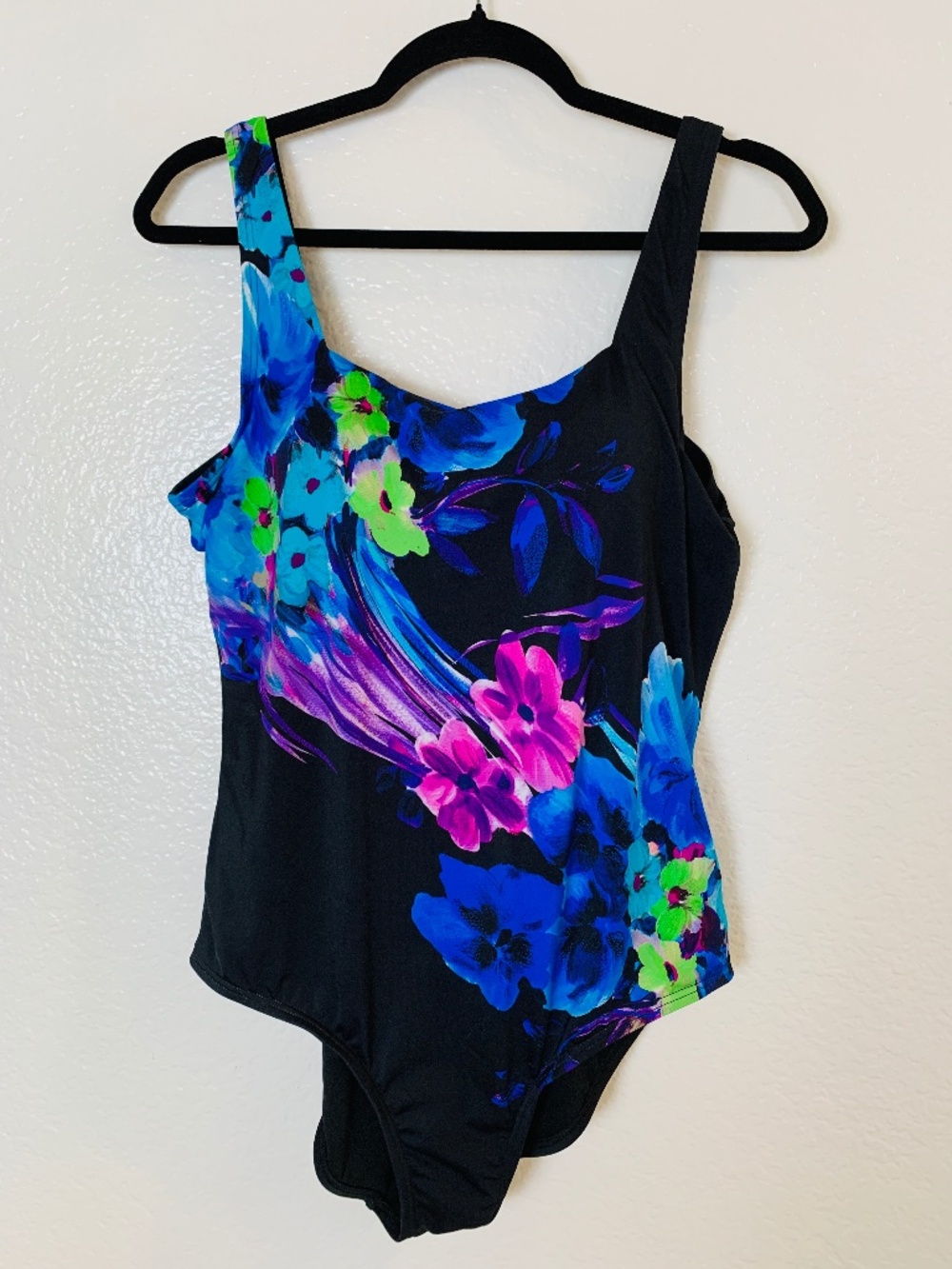 Swimsuits For All One Piece Swimsuit Women's Plus Size 18 Black Floral Tropical